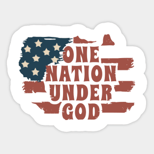 One nation under god in rustic flag map Sticker
